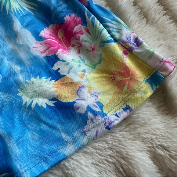 Vintage UjENA Light Blue Floral Pineapple Swim Cover Skirt Sz Small USA 80’s - Picture 3 of 5